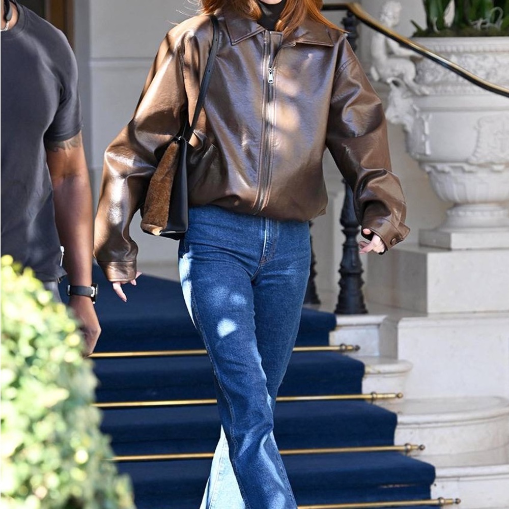 Brown leather jacket